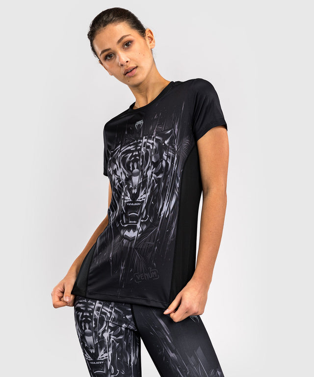 Venum T-Shirt Tiger Dry Tech Damen – Schwarz/Silber