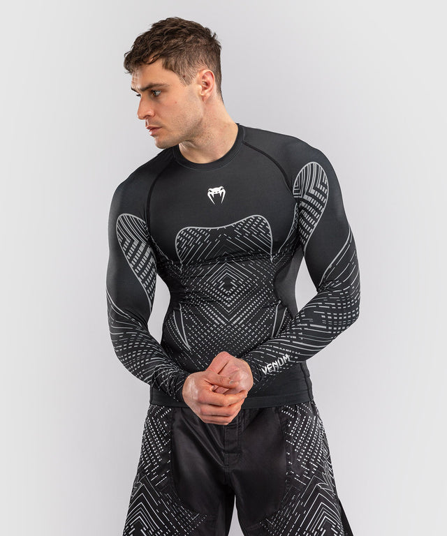 Rashguard Venum Midnight Fury s dlouhými rukávy – Černá/Šedá/Stříbrná