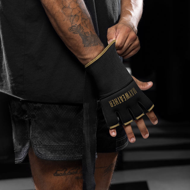 Mănuși interioare Hayabusa x Mayweather Deluxe Quick Wraps – Negru/Aur
