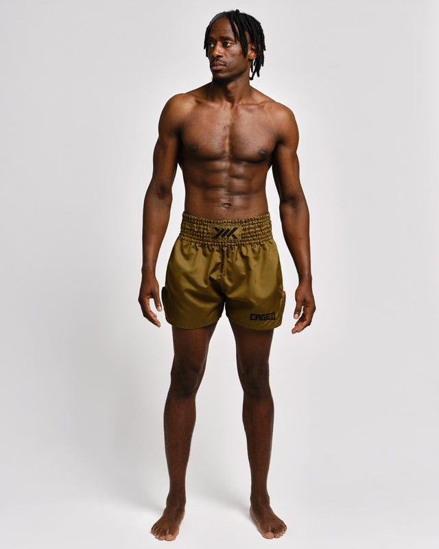 Caged Muay Thai Shorts Classic - Khaki Green/Black