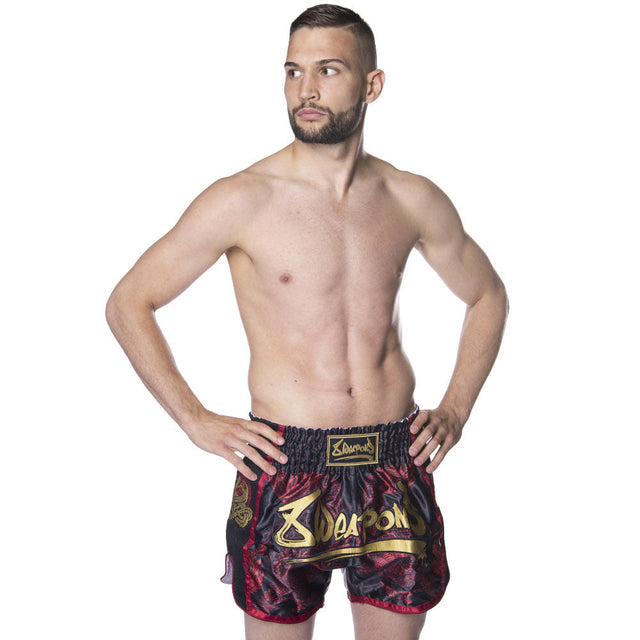 Spodenki Muay Thai 8 WEAPONS Naga – Czarne/Czerwone