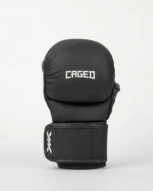 Caged MMA-Sparringshandschuhe Shadow – Matt Schwarz/Weiß