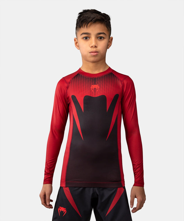 Rashguard Venum Attack Maniche Lunghe Bambini - Nero/Rosso