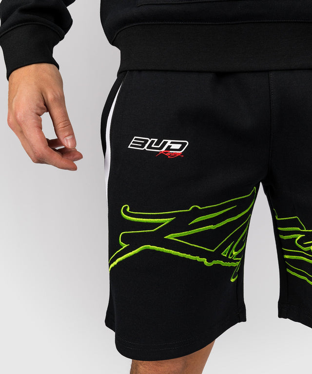 Spodenki Venum x Bud Racing – Czarne/Białe/Limonkowe