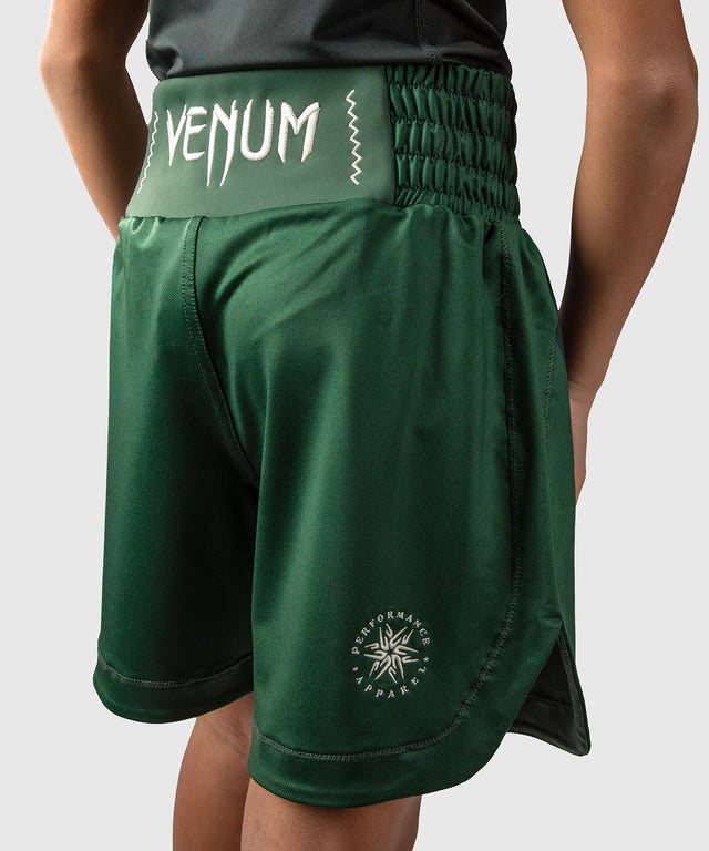 Shorts de boxe Venum Attack Enfant – Vert/Blanc cassé