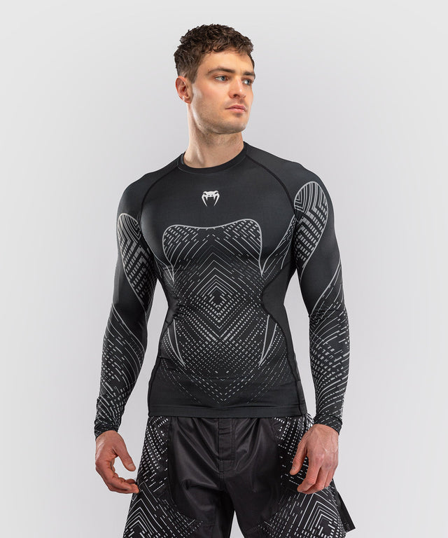 Rashguard Venum Midnight Fury s dlouhými rukávy – Černá/Šedá/Stříbrná