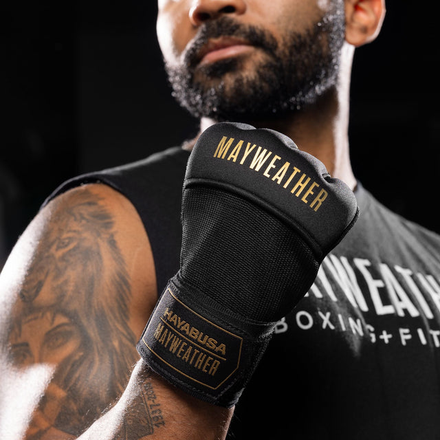 Mănuși interioare Hayabusa x Mayweather Deluxe Quick Wraps – Negru/Aur