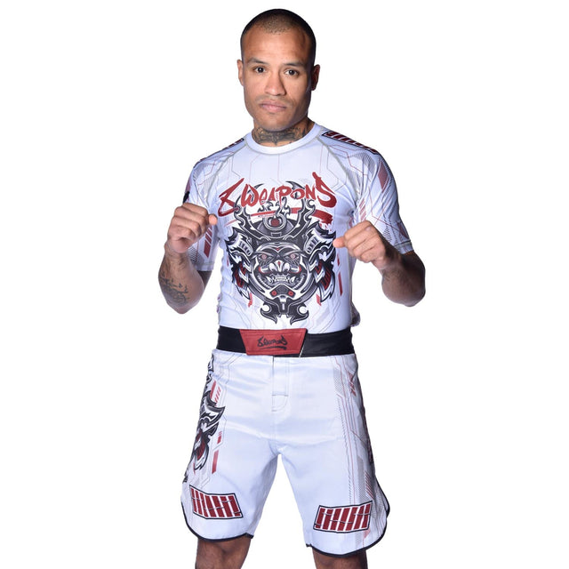 Spodenki MMA 8 WEAPONS Samurai 2.0 – Białe/Czerwone