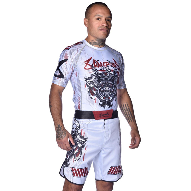 Spodenki MMA 8 WEAPONS Samurai 2.0 – Białe/Czerwone