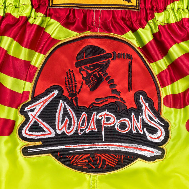 Shorts de Muay Thai 8 WEAPONS Jurassic – Vert Néon/Rouge Sang