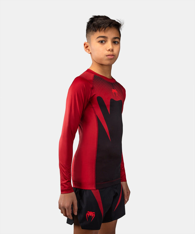 Rashguard Venum Attack Maniche Lunghe Bambini - Nero/Rosso