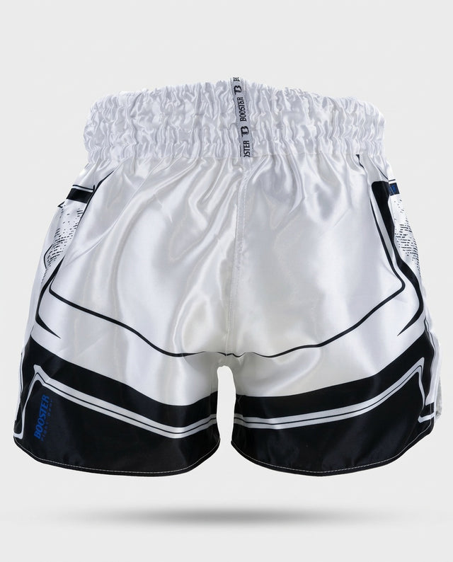 Pantaloncini Muay Thai Booster BFG Ignite – Bianco/Blu/Nero
