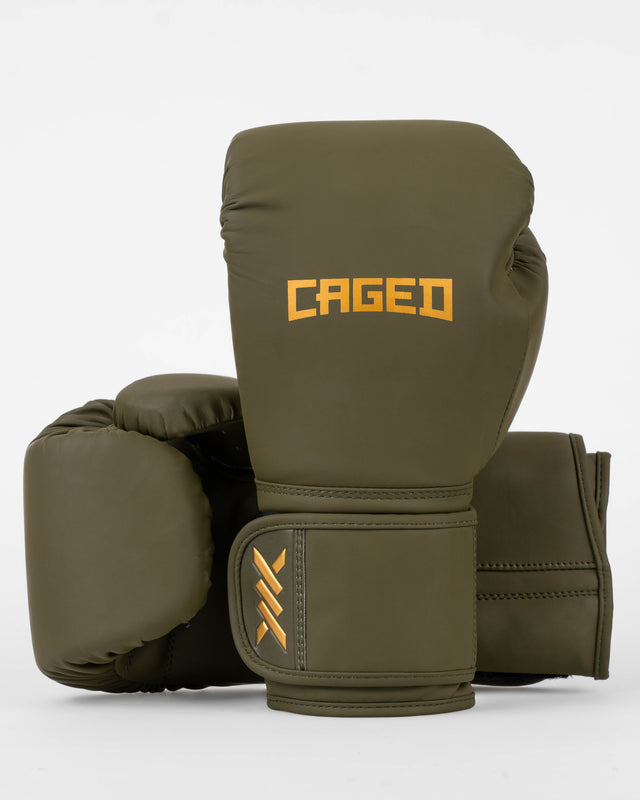 Mănuși de box Caged Core – Kaki Verde/Aur