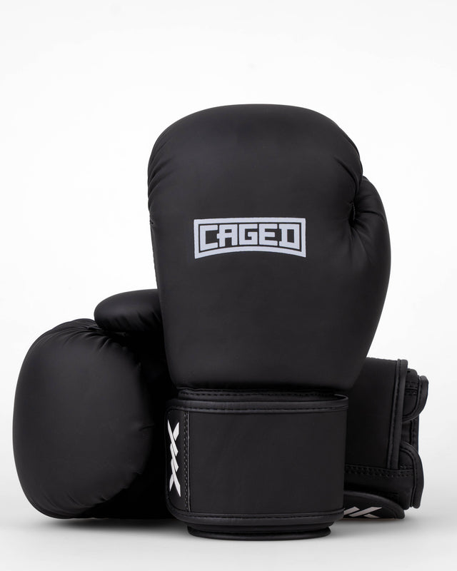 Guantes de boxeo Caged Shadow – Negro mate/Blanco