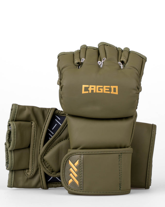 Caged MMA-Handschuhe Shadow – Khaki Grün/Gold