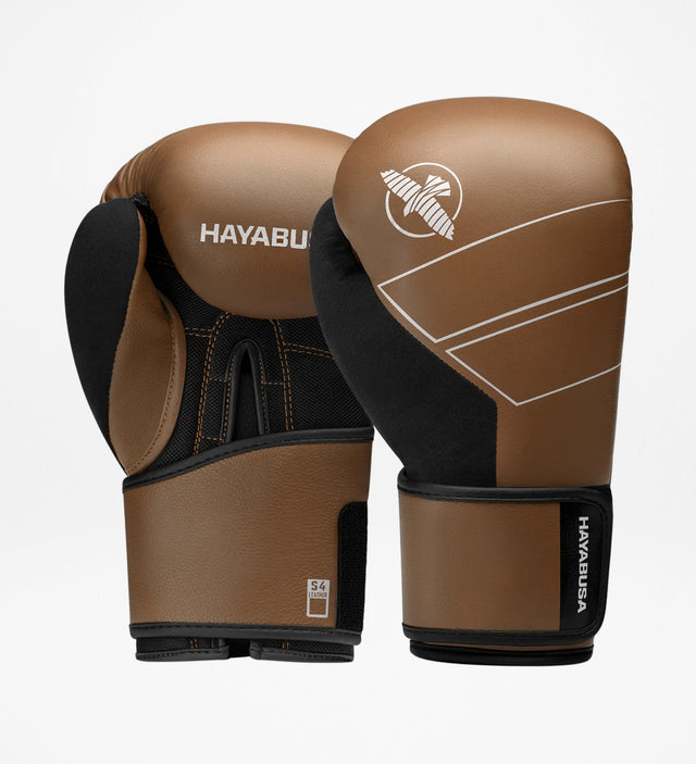 Luvas de boxe Hayabusa S4 em pele – Castanho-dourado