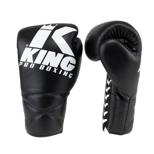 Luvas de boxe King Pro Boxing XK com fecho de cordão – Preto/Branco