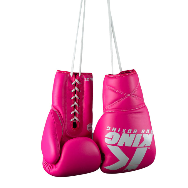 Guantoni da boxe King Pro Boxing XK con allacciatura – Rosa/Bianco