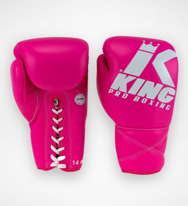 Guantoni da boxe King Pro Boxing XK con allacciatura – Rosa/Bianco
