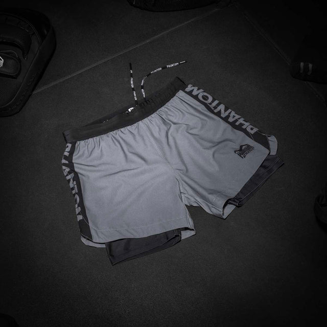 Shorts de compression Phantom Athletics Fusion 2in1 Apex – Gris