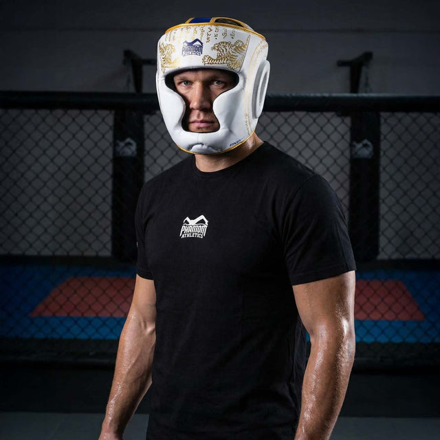 Casque de boxe Phantom Athletics Muay Thai – Blanc/Or
