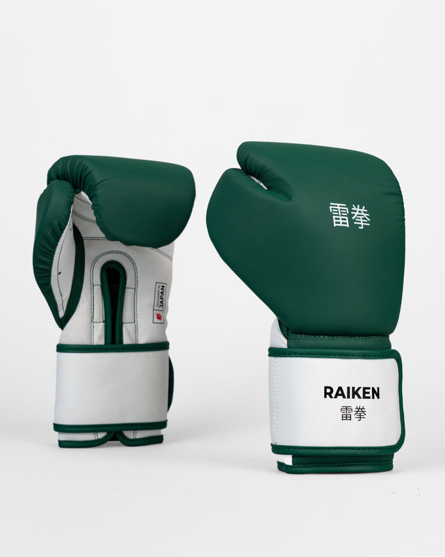 Luvas de boxe Raiken KAZE – Verde-escuro/Branco