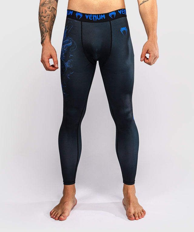 Pantaloncini a compressione Venum Thunder Dragon – Nero/Blu reale