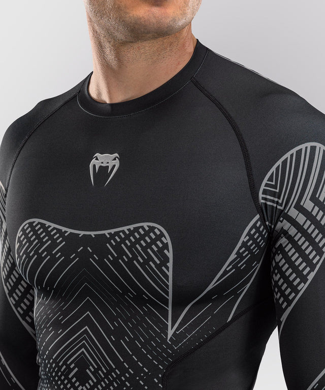 Rashguard Venum Midnight Fury s dlouhými rukávy – Černá/Šedá/Stříbrná