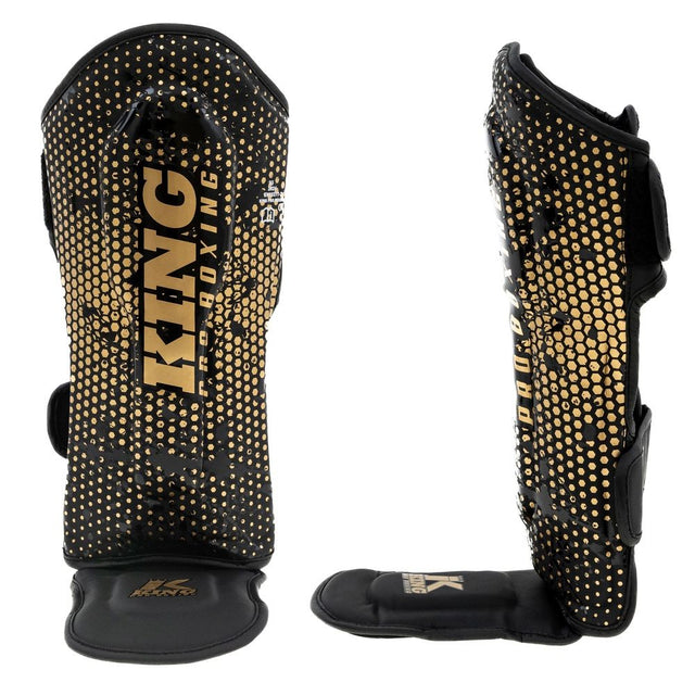 King Pro Boxing Schienbeinschoner Hexagon Kinder – Schwarz/Gold