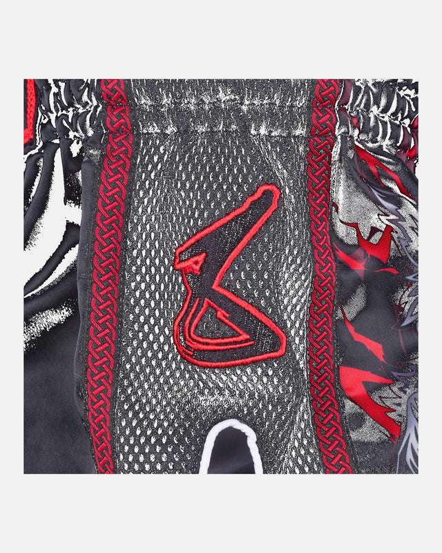 8 WEAPONS Muay Thai shorts Beastial Wolf - Sort/Rød