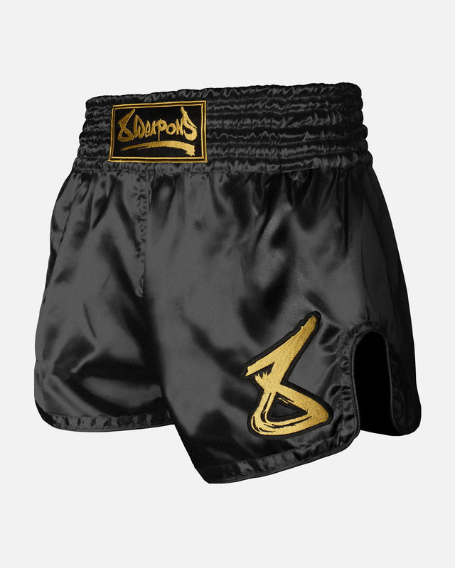 8 WEAPONS Muay Thai Shorts Strike - Zwart/Goud