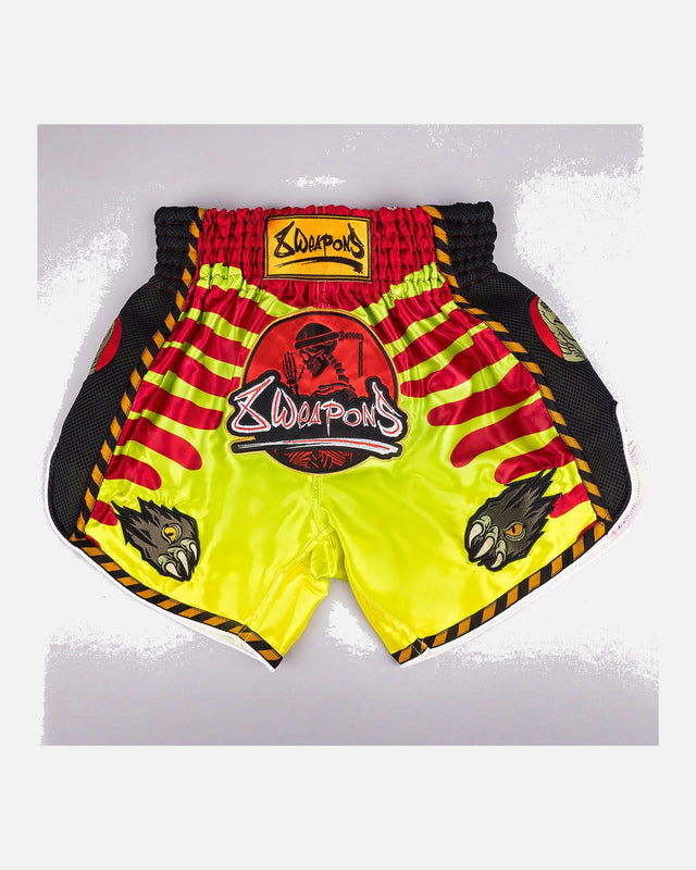 Shorts de Muay Thai 8 WEAPONS Jurassic – Vert Néon/Rouge Sang