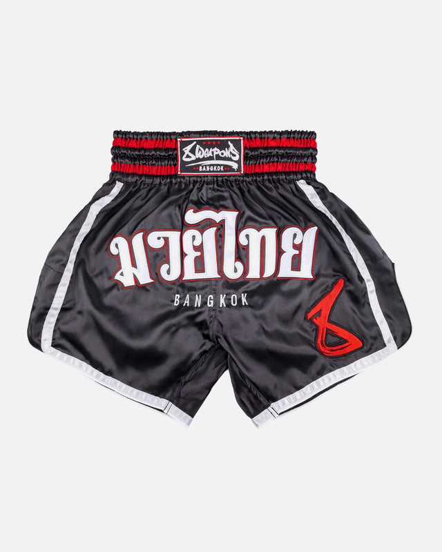8 WEAPONS Muay Thai shorts Bangkok – Sort/Hvid