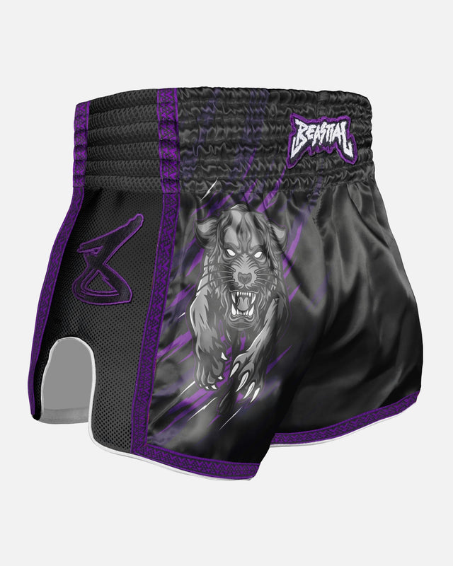 Pantaloncini Muay Thai 8 WEAPONS Beastial Panther – Nero/Viola