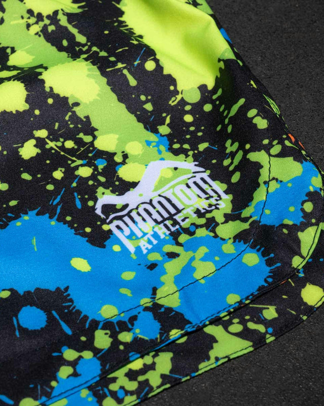 Spodenki MMA Phantom Athletics Fusion Splatter – Czarne/Neon