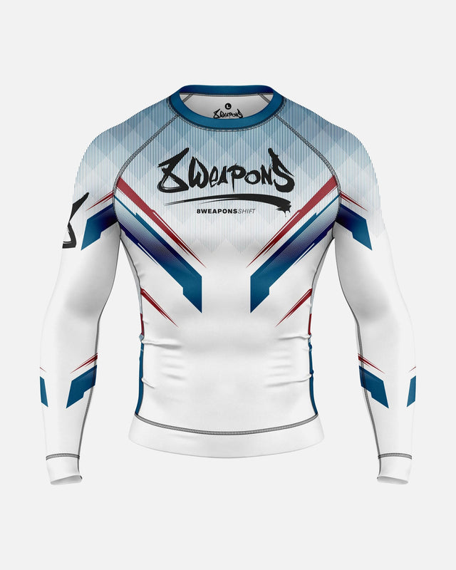 8 WEAPONS Rashguard Shift – Weiß/Navy/Rot