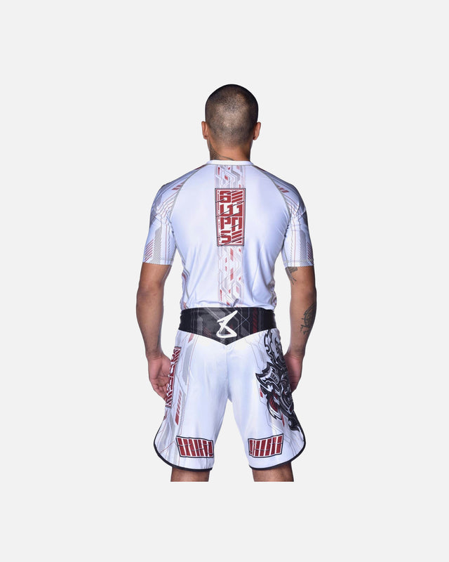 Spodenki MMA 8 WEAPONS Samurai 2.0 – Białe/Czerwone