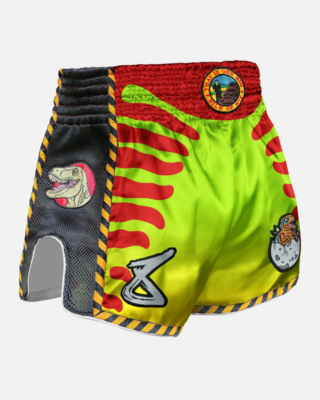Shorts de Muay Thai 8 WEAPONS Jurassic – Vert Néon/Rouge Sang