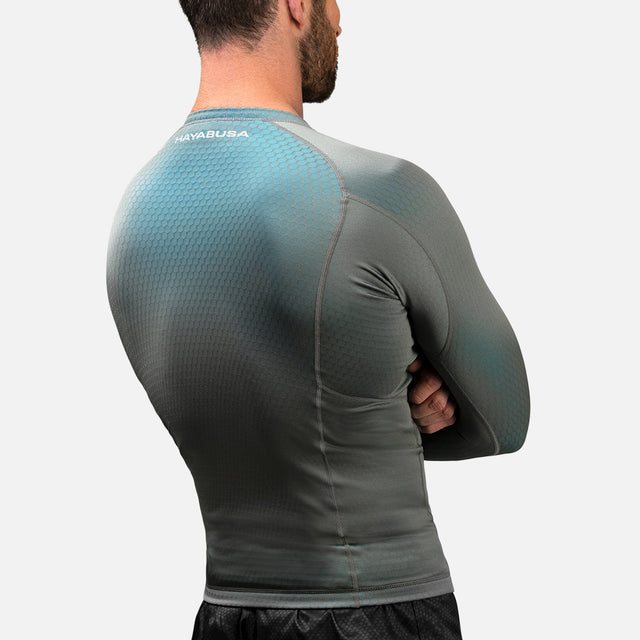 Rashguard Hayabusa Fusion Maniche Lunghe – Grigio/Azzurro