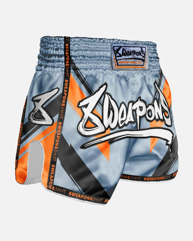 8 WEAPONS Muay Thai-shorts Shift – Isgrå/Orange
