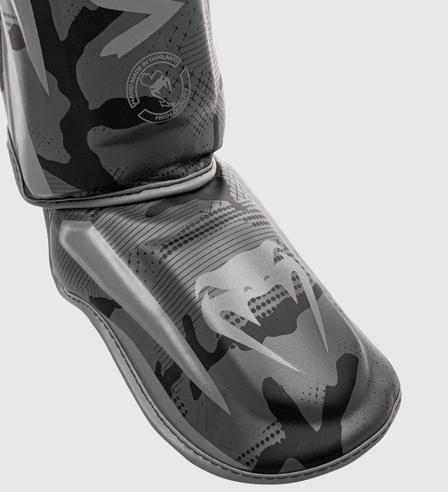 Caneleiras de kickboxing Venum Elite – Cinzento Camuflagem