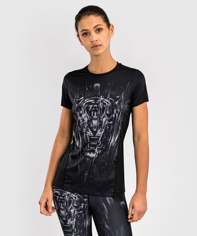 Venum T-Shirt Tiger Dry Tech Damen – Schwarz/Silber