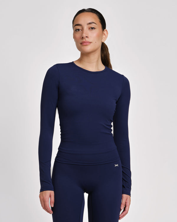 Caged Aspire Langarmshirt – Marineblau