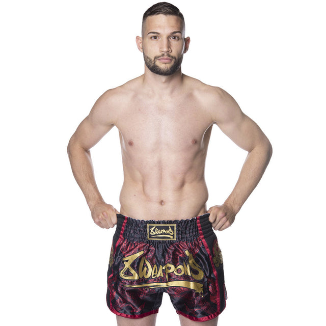 Spodenki Muay Thai 8 WEAPONS Naga – Czarne/Czerwone