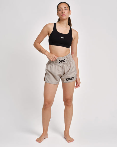 Muay Thai trenky Caged Classic – Světle šedé/černé dámské