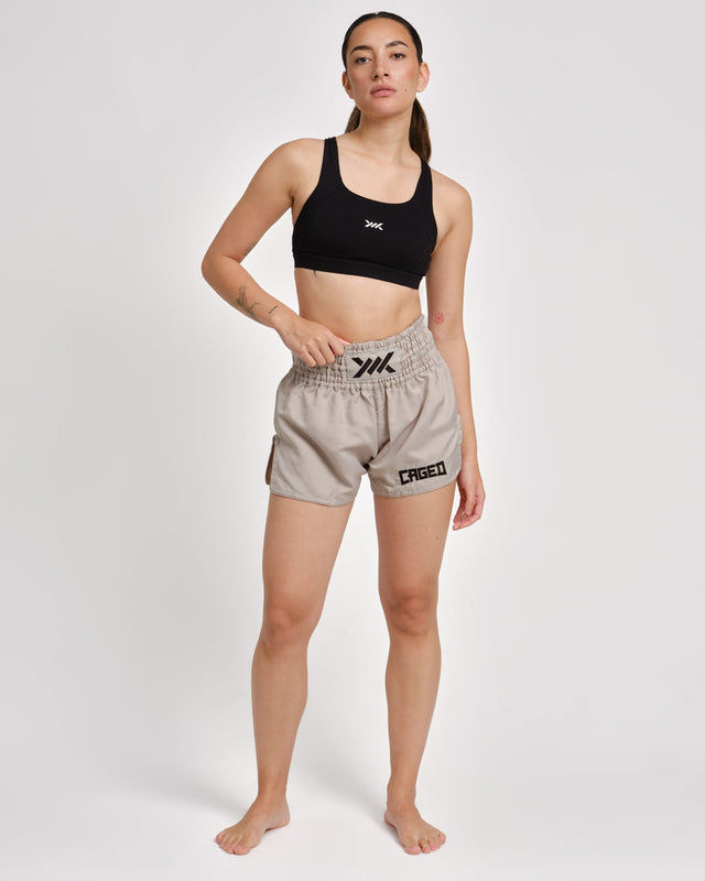 Caged Muay Thai shorts Classic - Lys grå/sort kvinde