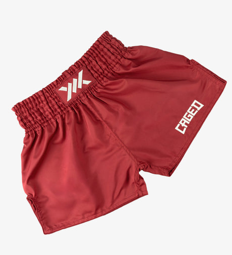 Caged Muay Thai shorts Classic - Rød/Hvid dame