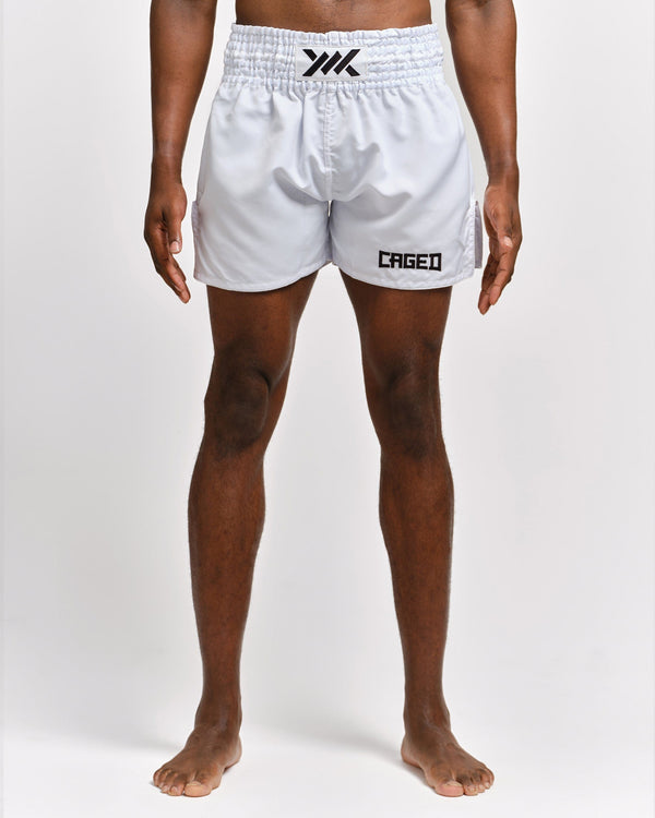Caged Muay Thai Shorts Classic - White/Black