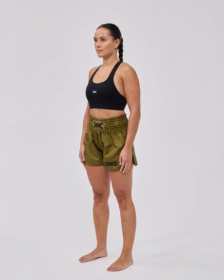 Muay Thai trenky Caged Classic – Khaki/Černé (dámské)