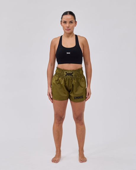 Muay Thai trenky Caged Classic – Khaki/Černé (dámské)